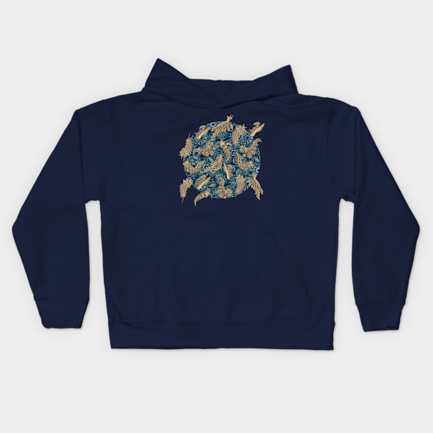 Ernst Haeckel Sepia Nudibranch  on Cerulean Sea Squirts Kids Hoodie by Scientistudio